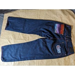 Coogi Men's Blue Denim Jeans Size 40x34 Embroidered